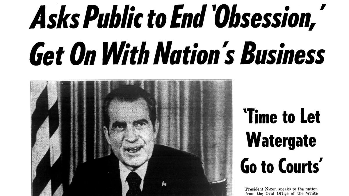 Nixon's defense was that he was only doing what was right for America because, again, he believed his fate and America's fate were synonymous.Again. Jackson's inter arme silent leges. The president as general, breaking laws to save laws.25/