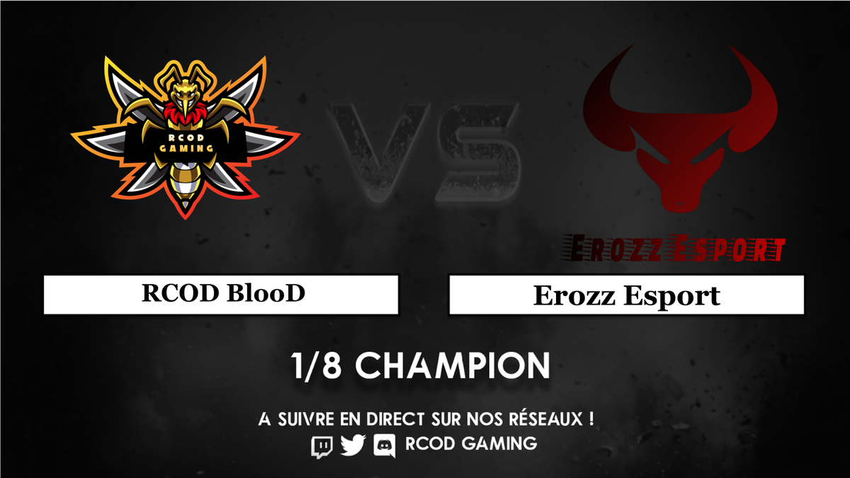 TournamentChmps's tweet photo. [#RCODLAN]

⏰Début des 1/8 de finale du Bracket Champion !

🎙️Venez suivre notre casteur fou dans ce match qui oppose @RcodGaming  contre une belle équipe @ErozzEsport 

➡️Sa se passe ici : https://t.co/WoGQPOX7yi https://t.co/4VN2tf5Cda