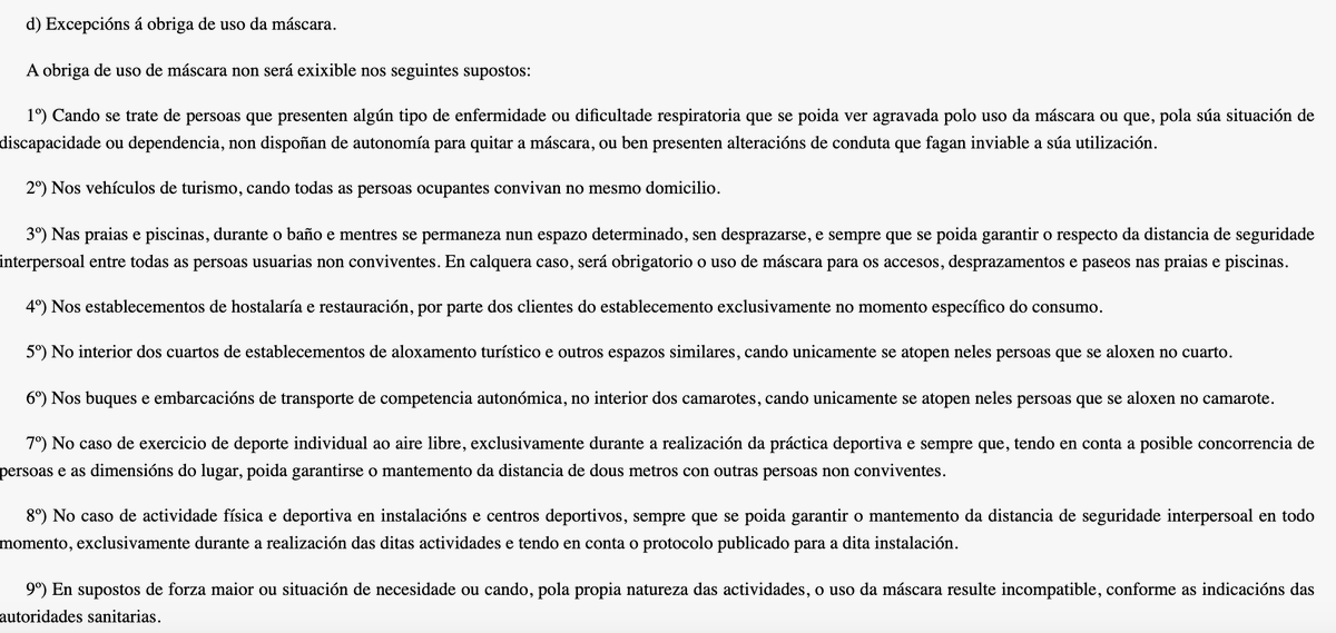 PLocalGalicia's tweet photo. Utilización das 😷 | Doga @Xunta 
📌https://t.co/oBuISapJgx

Obligatoriedade do uso da 😷en todo momento na vía pública e en espazos pechados de uso público abertos ao público.

Excepcións á obriga do uso da #máscara (ver imaxe).

*Entrará en vigor ás 00:00h de mañá 19 de xullo. https://t.co/TG9AZ6K0qH