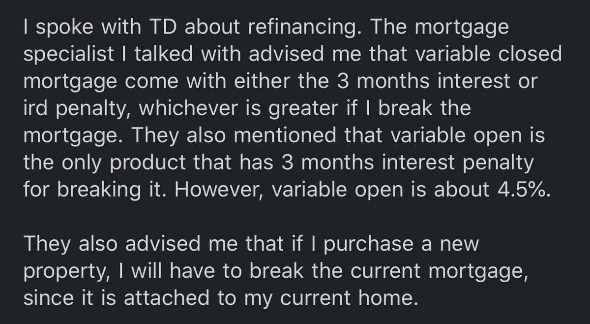 mortgagejake's tweet photo. Here’s what happens when you ask the bank where you hold your mortgage, for advice. LOL this is a joke, right? Variable mortgages always carry a 3 month interest penalty and OPEN mortgages have NO penalty. #useabroker https://t.co/HlKZY2TzL0