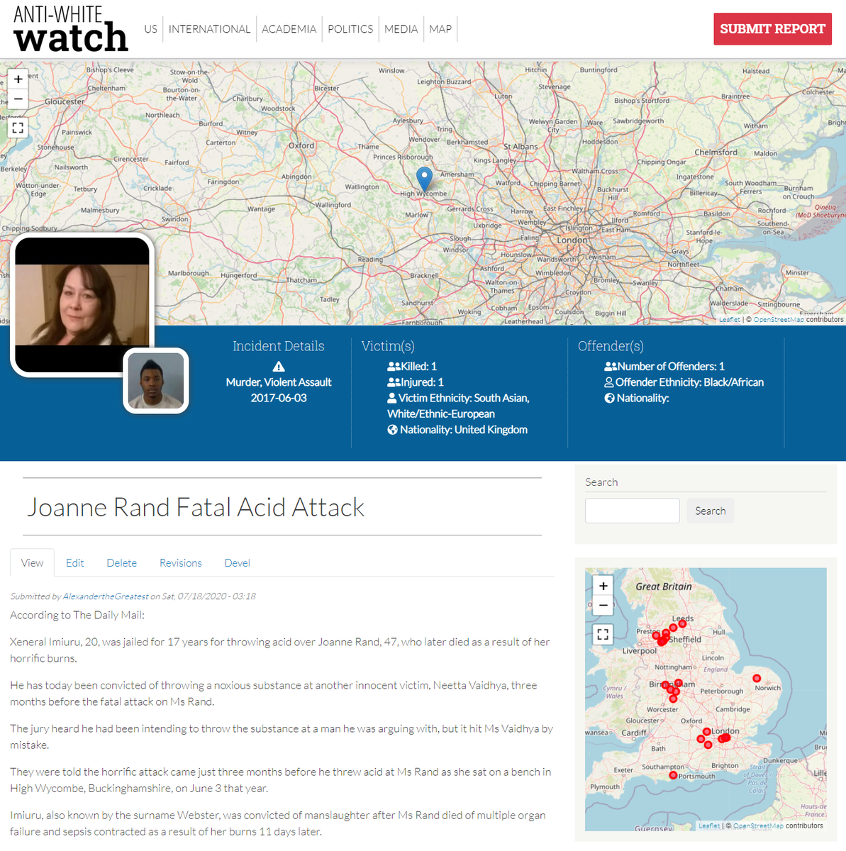 AntiWhiteWatch1's tweet photo. Joanne Rand Fatal Acid Attack:"Xeneral Imiuru, 20, was jailed for 17 years for throwing acid over Joanne Rand, 47, who later died as a result of her horrific burns." #ReplacistMigration #Replacicsm #RemigrationIsDecolonization
-AlexanderTheGreatest
https://t.co/DEI5Yg8yYq https://t.co/oIR2o78FQL