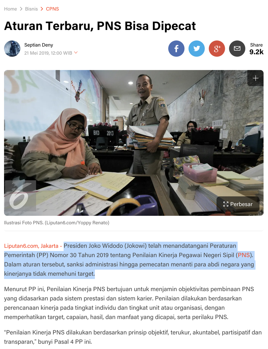 Coba lihat tajuk berita tahun lalu. "Aturan Terbaru, PNS Bisa Dipecat". Artinya 'kan, selama ini, ASN yang tidak produktif dibiarkan saja, dan tetap digaji—termasuk guru.Walaupun ada PP 2019 yang memungkinkan pemecatan PNS, budaya "PNS biasa gabut" itu sudah ada sejak 50 tahun.