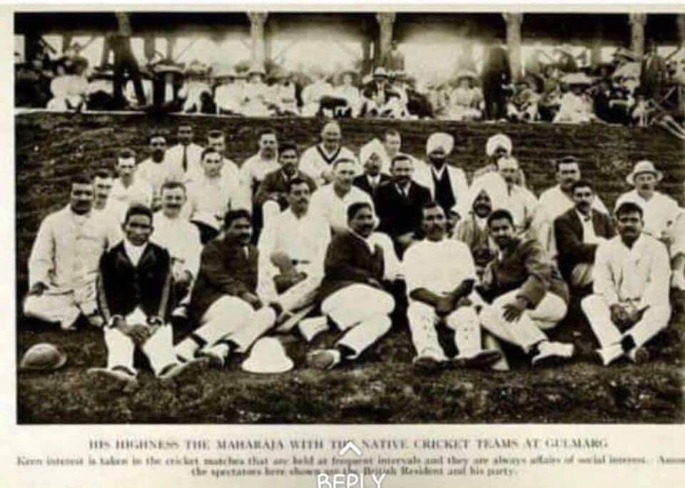 More Information about 2nd pic - The old temple & ruins of the shrine found beneath were rebuilt by Maharaja Pratap Singh in the early 1900’s. Maharaja Pratap Singh with his state Jammu Kashmir’s cricket team along with the British Resident and party.Cricket team at Gulmarg