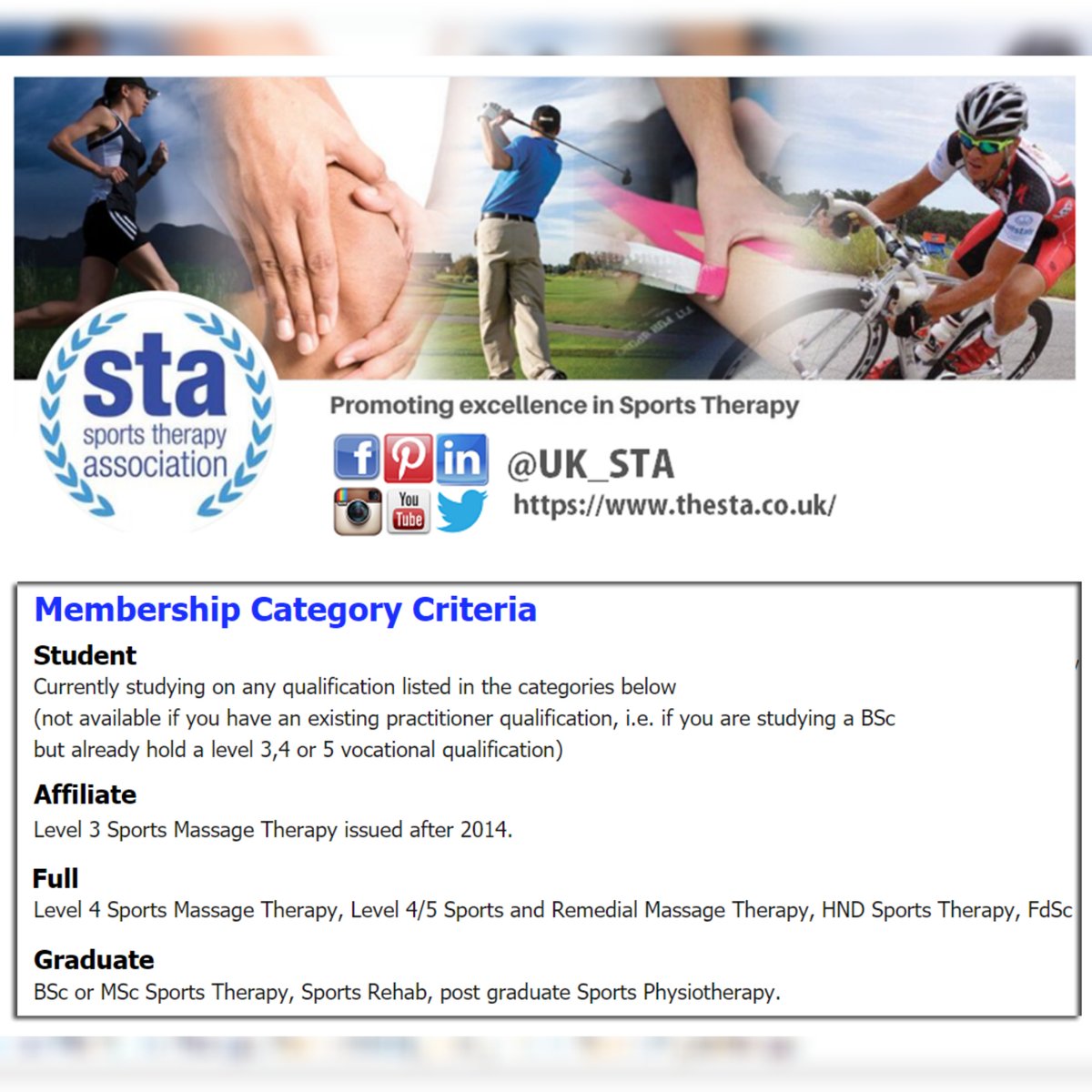 UK_STA's tweet photo. We pride ourselves on welcoming membership from all levels of study. Members receive documents, logos &amp; links via a unique shared Dropbox folder. Full details on our website in 'About' section: https://t.co/qMR4B8z8Fh #thesta #raisingstandards #sportstherapy #sportsmassage https://t.co/0imwdGH4Q2
