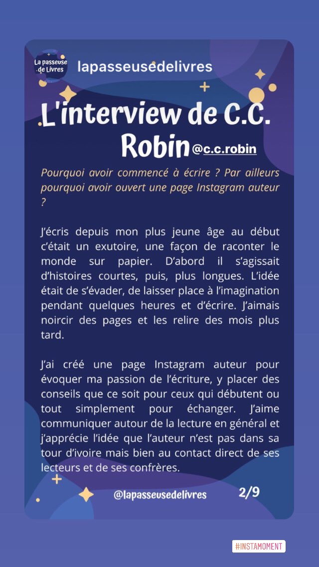 CCRobin4's tweet photo. Bonjour à toutes et à tous ! Je vous partage mon interview auteur complète de ce 18 juillet 2020 par la chroniqueuse littéraire « La passeuse de livres ». Bonne lecture ! ☀️
Retrouvez le roman ici : https://t.co/d7P2jLMB8V #interview #auteur #lire #livre #livresque https://t.co/llHKiFETNa