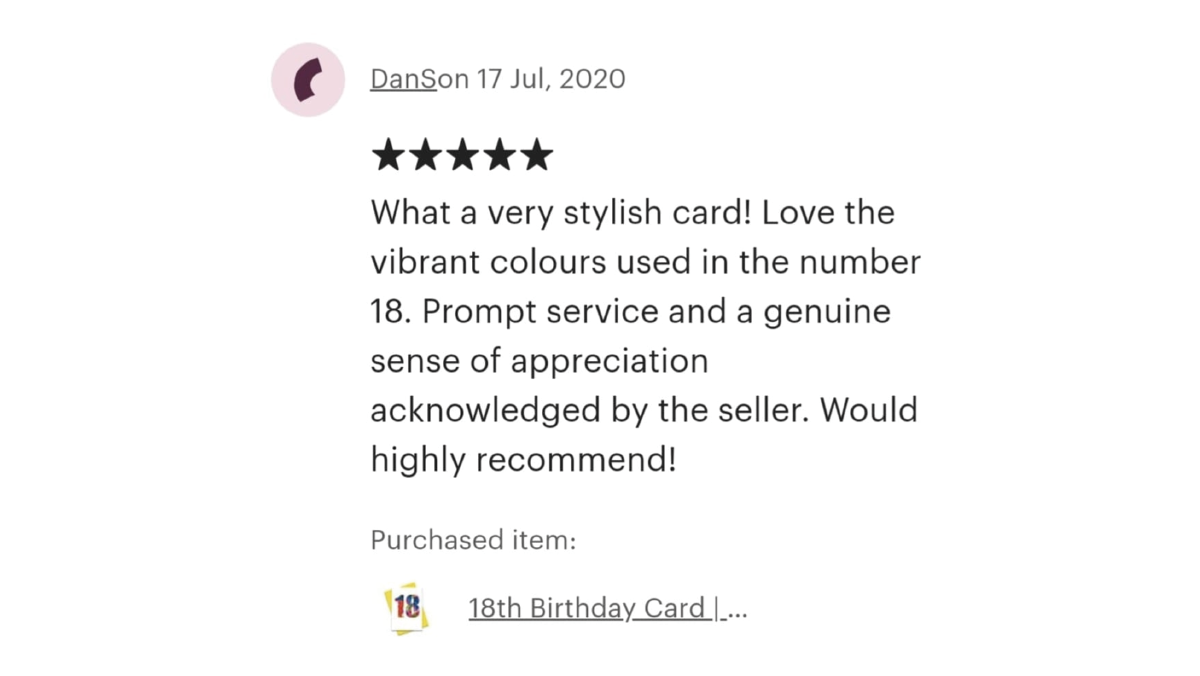 Safe to say I'll have a little spring in my step this weekend after a review like that!  Thank you so much! 😁🌈

etsy.com/uk/shop/size3a…

#gratitude #happy #5starreview #etsyshop #size3artcards #greetingcards #size3art #smallbiz #selfemployed #thisstuffmatters