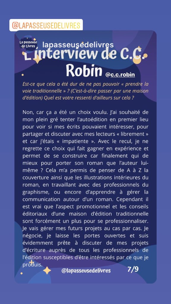 CCRobin4's tweet photo. Bonjour à toutes et à tous ! Je vous partage mon interview auteur complète de ce 18 juillet 2020 par la chroniqueuse littéraire « La passeuse de livres ». Bonne lecture ! ☀️
Retrouvez le roman ici : https://t.co/d7P2jLMB8V #interview #auteur #lire #livre #livres https://t.co/g1mH74W9sY
