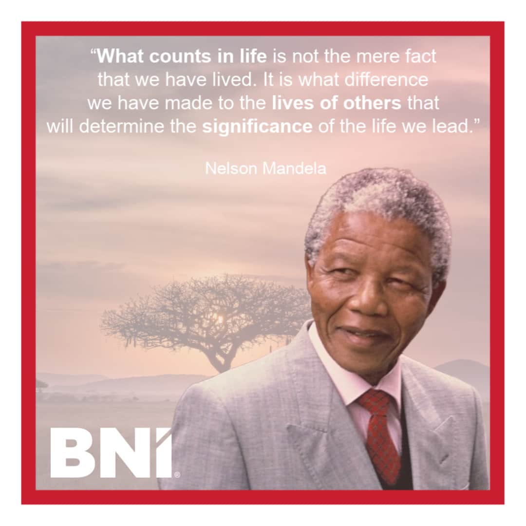 BNISouthAfrica's tweet photo. Today we celebrate the life of a great man. Please tag us and share your stories of the Givers Gain that you will be giving today in honour of the late Nelson Mandela.

#NelsonMandelaDay #BNISA https://t.co/w0OUUejVvU