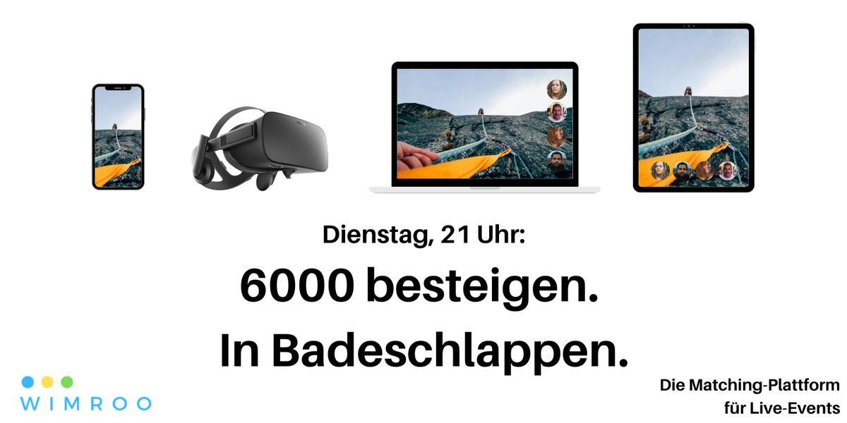 Für Welt-Entdecker. 

Wimroo Beta ist online. Jetzt kostenfrei registrieren und Live-Events auf der ganzen Welt erleben: buff.ly/38FSbIW 

#live #livestream #livestreaming #liveevent #virtualevent #virtualtourism #virtualadventure #community #wimroo