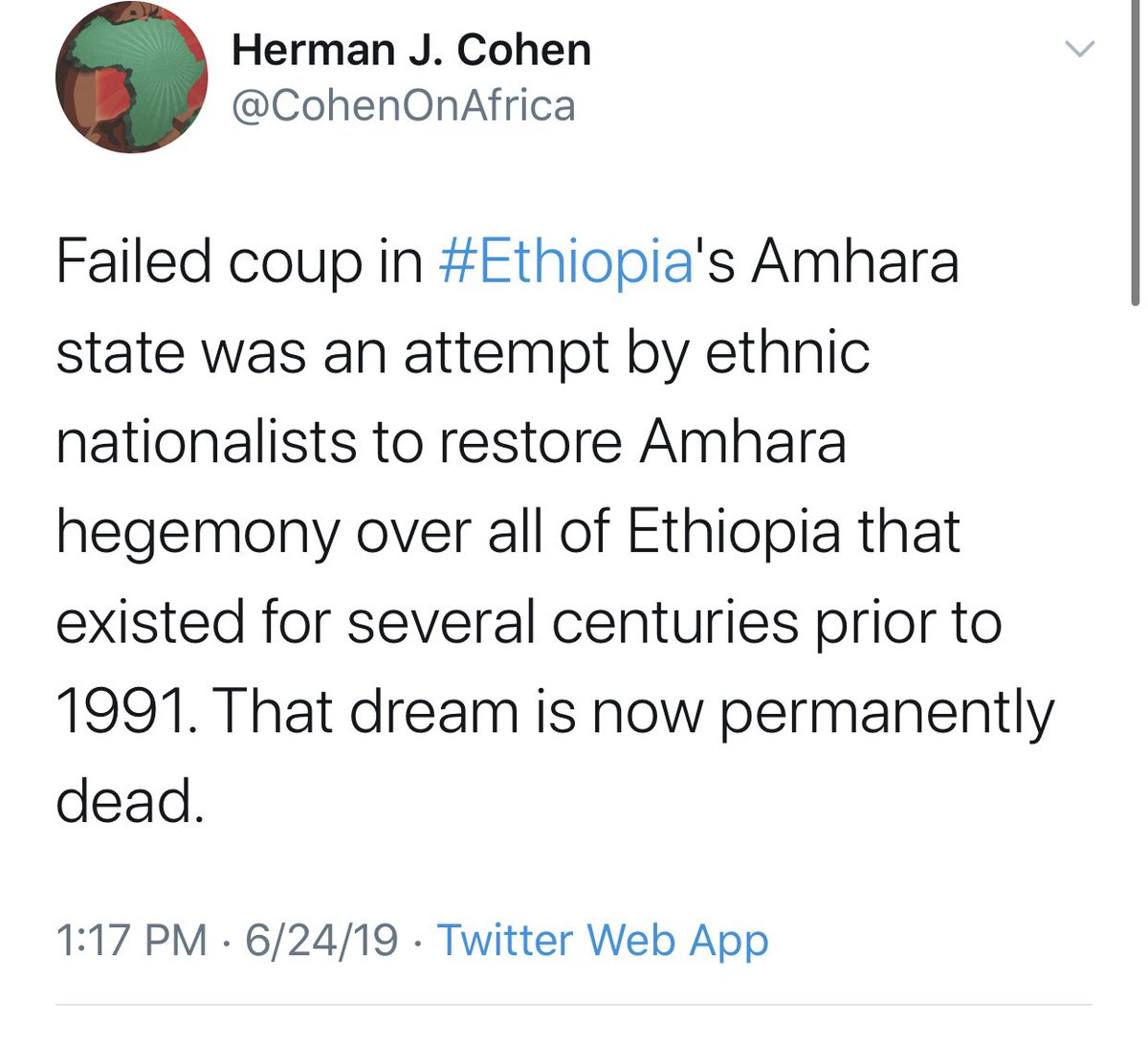  He adopted OLF & TPLF’s hatred of Amhara as his own. Last year, upon the news of the killing of so-called Amhara Region officials that the Fed govt alleged was attempted coup, he had this to say. He was giving ammunition for a potential mass violence against Amhara people.