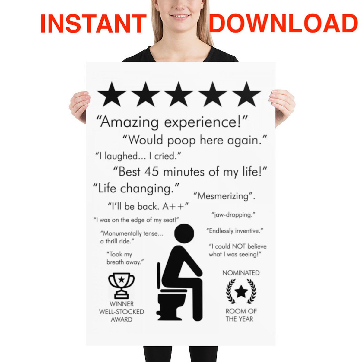 AIWithPearl's tweet photo. Excited to share the latest addition to my #etsy shop: Funny Bathroom Reviews Poster bathroom posters for school, poster for bathroom, bathroom poster prints, instant download printable poster https://t.co/mdxvs8ksIG #unframed #bedroom #vertical #peopleportrait #bathro https://t.co/v2HtXqOkEA