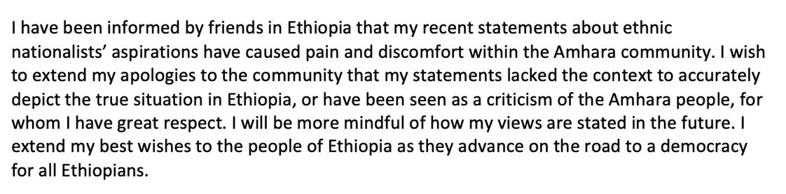 After outcries and anger,  @CohenOnAfrica apologized. But he keeps failing upwards to offer “solutions” for Ethiopia’s problems—which he’s incubated.