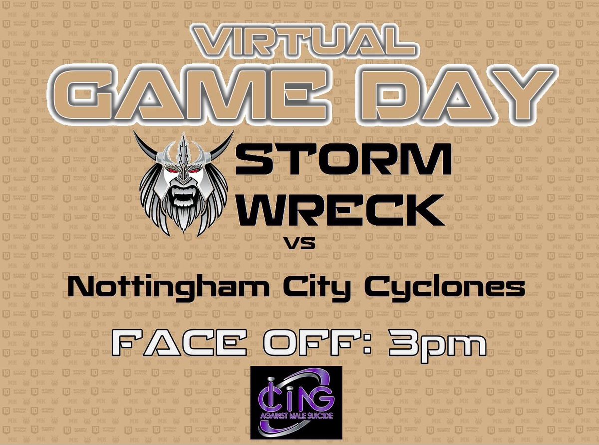 It’s Game Day once again! We face our good friends <a href="/NottsCyclones/">Nottingham City Cyclones IHC</a> in the Icing Against Male Suicide Virtual Cup at 3pm!