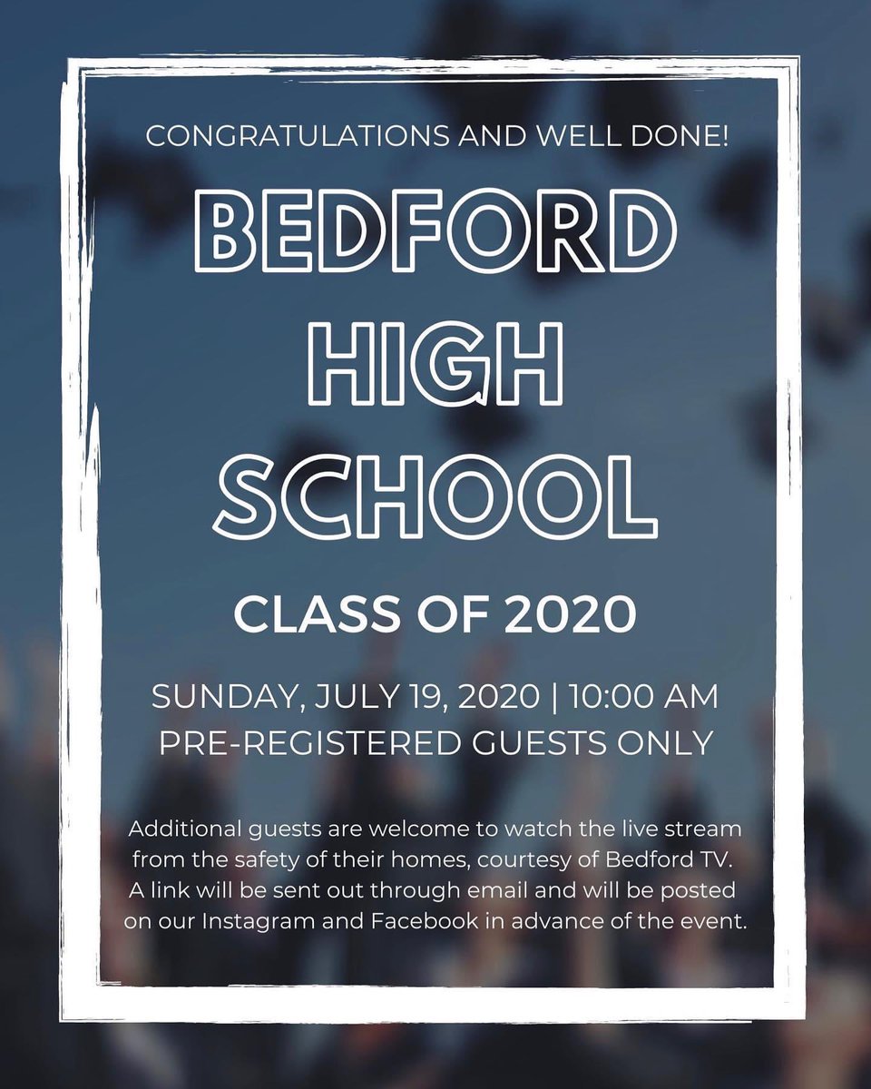 BHSPA Parents (@bhsbucsparents) on Twitter photo CONGRATULATIONS BHS CLASS OF 2020! Graduation will be live streamed tomorrow at 10am. To tune in, visit youtube.com/bedfordtvma and click on the first thumbnail on the left. <a href="/Bedford_Citizen/">The Bedford Citizen</a> <a href="/BedfordTVMA/">Bedford TV</a> CONGRATULATIONS BHS CLASS OF 2020! Graduation will be live streamed tomorrow at 10am. To tune in, visit youtube.com/bedfordtvma and click on the first thumbnail on the left. <a href="/Bedford_Citizen/">The Bedford Citizen</a> <a href="/BedfordTVMA/">Bedford TV</a>