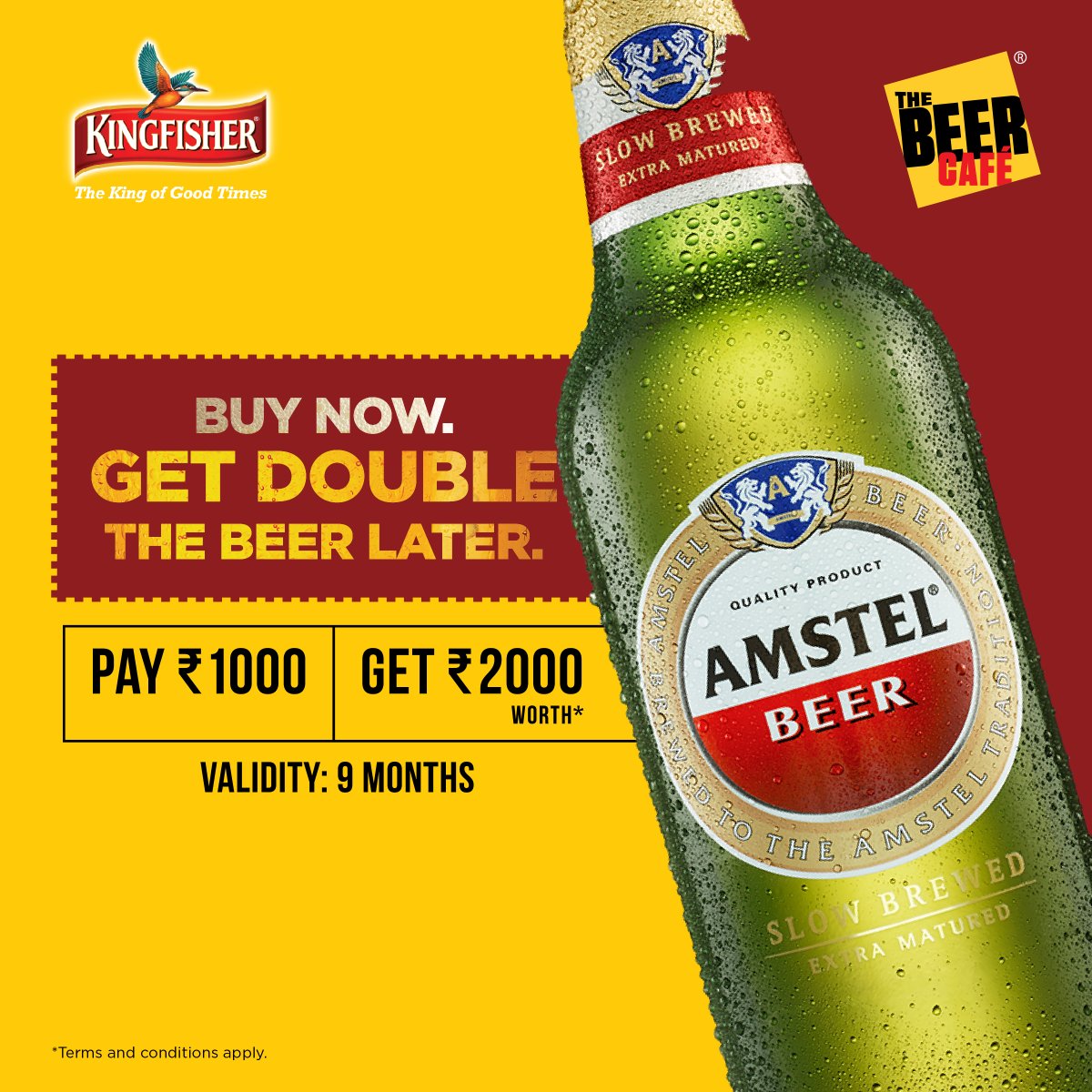 thebeercafe_TBC's tweet photo. Buy Now Get Double!! Get 50% More on the UB beers with UB Special Vouchers. For more information download The Beer Cafe app on your phone and check "Voucher" or click in the bio section...πππ»π» LIMITED OFFER..π»
#thebeercafe #beercafe #beercash #Kingfisher #UnitedBreweries https://t.co/hks5bk3Dqo