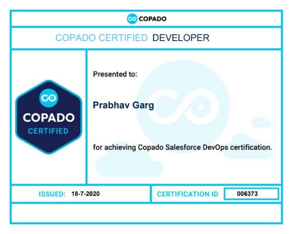 gargprabhav's tweet photo. Weekend Earn. 2X Copado Certified!
Many thanks to Team @CopadoSolutions for the guidance and great sessions.
#devops #copado #developer #salesforce #copado
#copadocertified #copadoacademy #salesforcedeployments https://t.co/FVONIByamn