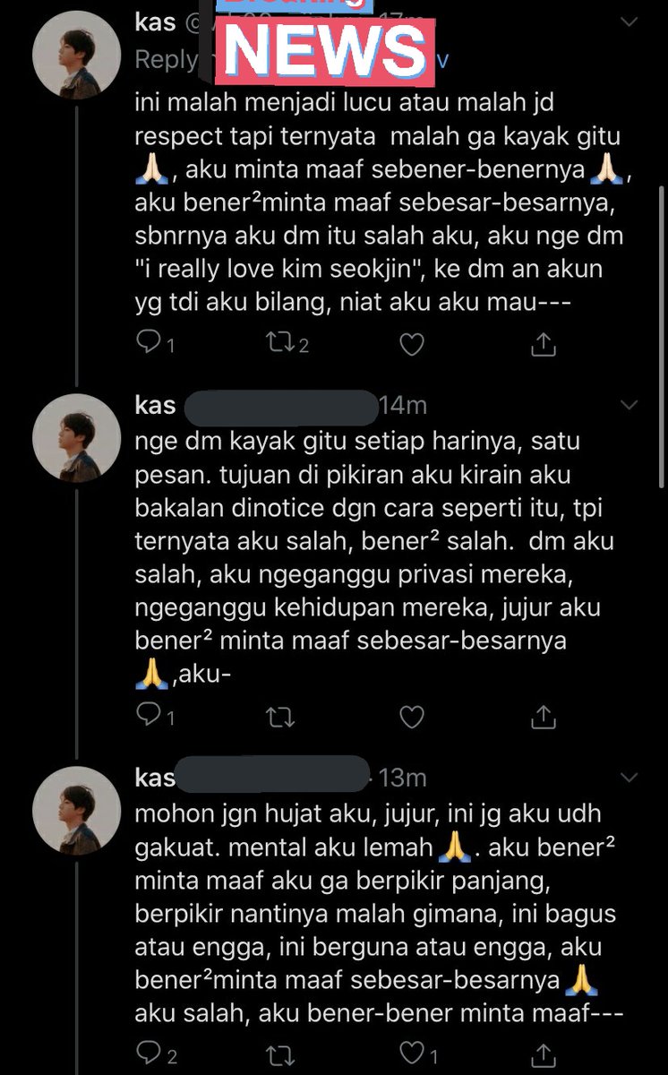Tepok jidat keras banget!!!Kamu nge-dm abangnya omagahhhh  please jangan kayak gini tolong ya.TOLONG JADIIN PEMBELAJARAN. Gak boleh kayak gini ke orang pada umumnya loh. Jangan ke abang Seokjin doang.