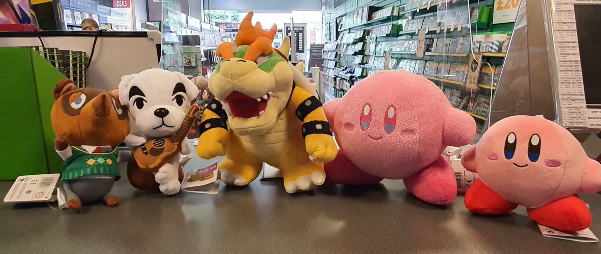 GAMEWGC's tweet photo. It looks like the whole gangs back together....

We've got Bower, Kirby, Tom Nook, Kirby and K.K Slider.

Why not pop in and give these cheeky chaps a new home? https://t.co/fU4KqcAMae