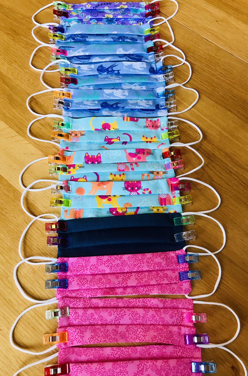 Working hard on kid’s masks today 💪🏼 #facemask #facecoverings #kidsmasks #StaySafe #SmallBusiness #handmade #etsy