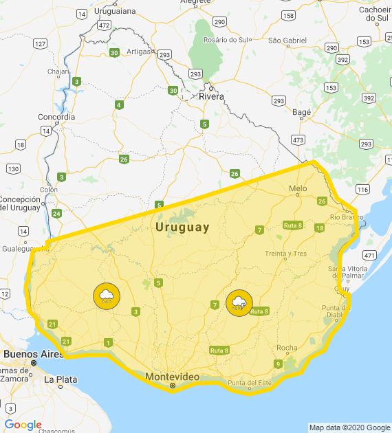Mapa con los niveles de riesgo