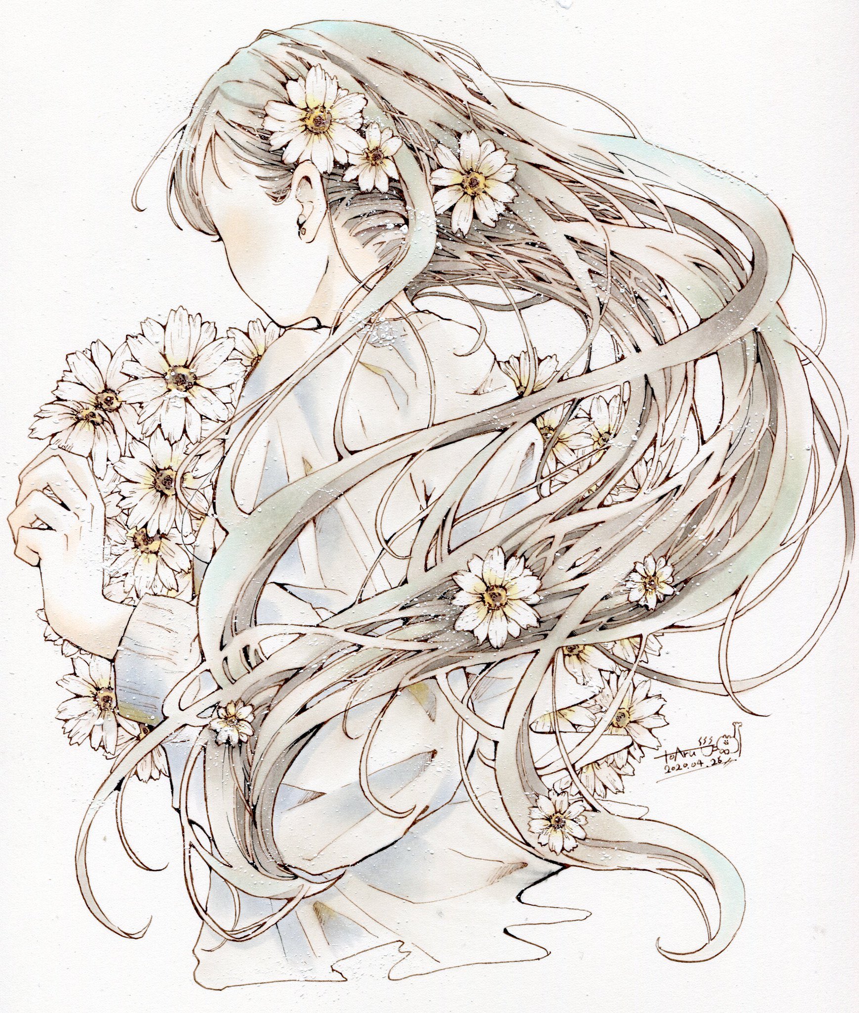 とあるお茶 個展終了ありがとうございました 女の子のイラストだけで興味を持ってくれる方へ届け 便乗 髪の毛が好きです