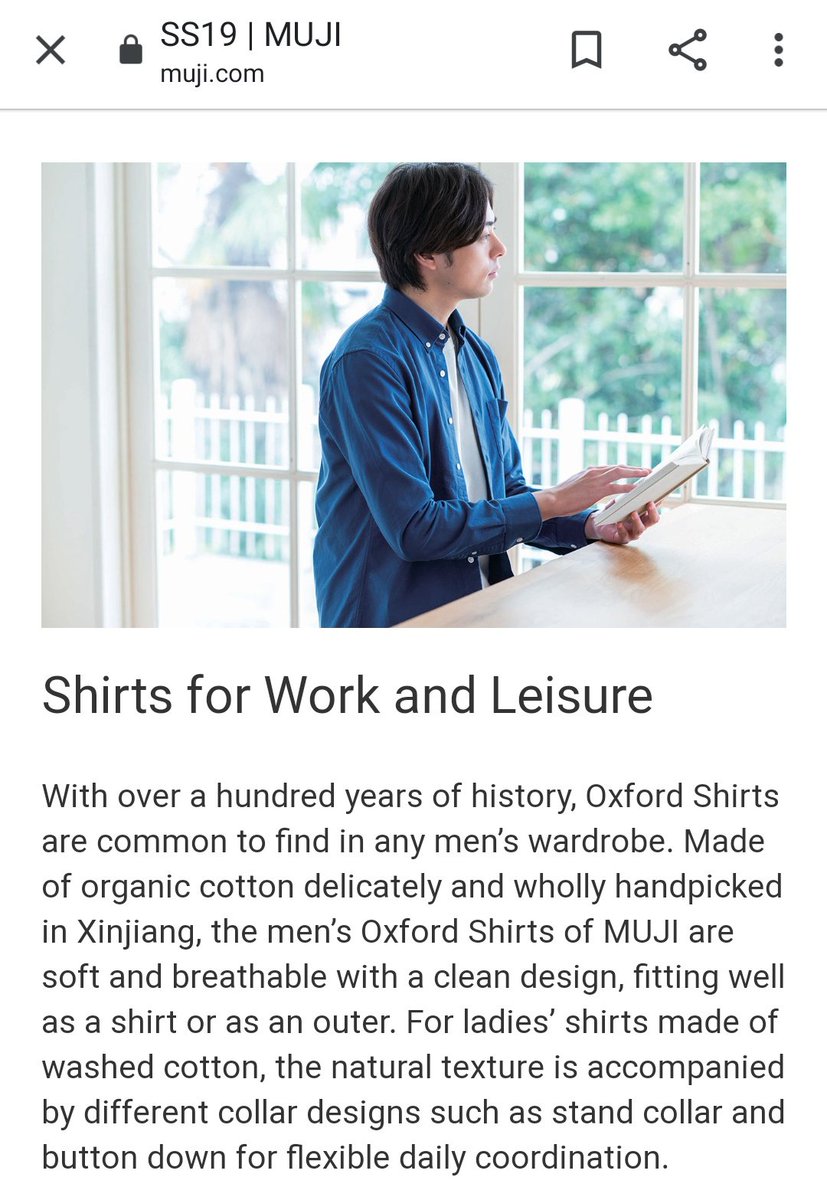 Hey  @UNIQLO_UK  @muji_net, are you aware you're selling cotton picked by actual concentration camp prisoners?  https://www.independent.co.uk/news/uk/home-news/chinese-cotton-uk-government-important-uighur-muslim-labour-a9478501.html(I guess Muji must know since it talks about cotton "delicately and wholly handpicked in Xinjiang" )