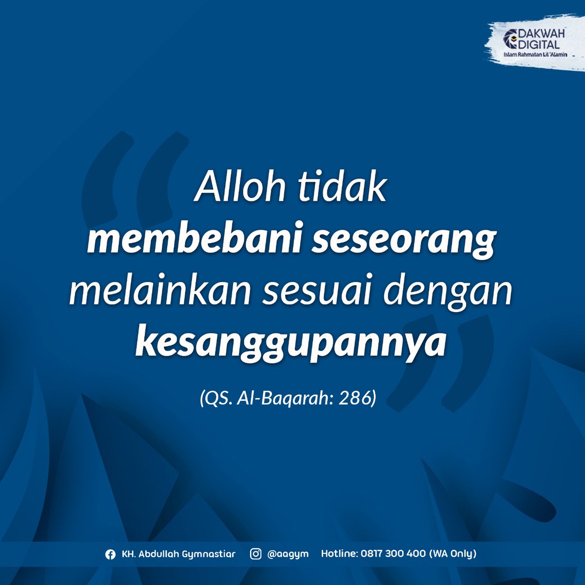 aagym's tweet photo. Kita harus yakin bahwa setiap ujian sudah ada takarannya. Tidak akan di luar batas kesanggupan kita. Coba dipikir selama ini, adaaa aja jalan keluar yang Alloh berikan, betul kan ?

Sahabat yang baik, kita harus yakin Alloh lebih tau keadaan kita daripada diri kita sendiri. https://t.co/1E1iLhOoPy