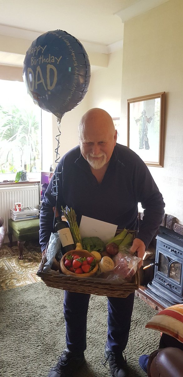 Thank you everyone at <a href="/knutsmarket/">Knutsford Market Hall</a> , <a href="/Jontyfruitnveg/">Jonty's Fruit & Veg</a> <a href="/marketbutcher_/">Market Butcher</a> Dave's Cards and balloons <a href="/MorganEdwardsFW/">Morgan Edwards Fine Wines & Spirits</a> for the lovely food basket made for my dads birthday. Tbone steak and strawberries n cream, wine and card and balloon. #shoplocal #lylm