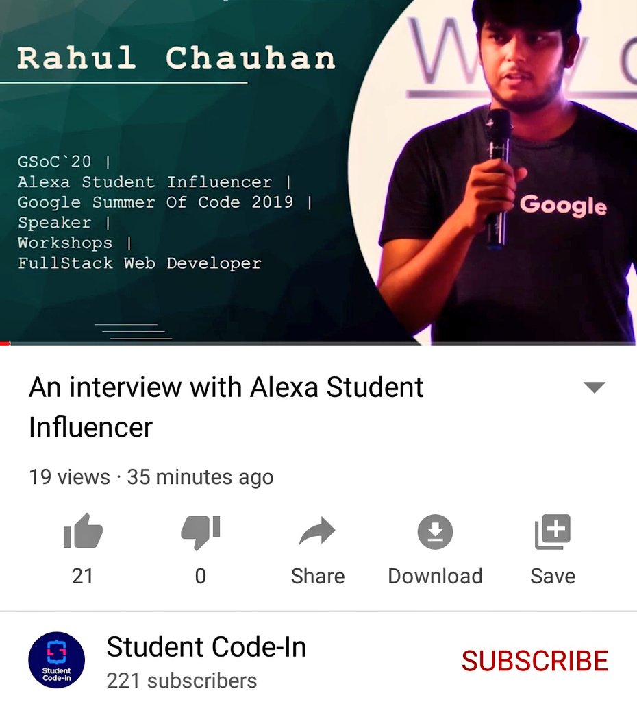 smileguptaaa's tweet photo. Student Code In out with its first video of CA series 😍 If you ever thought to be Alexa Student Influcer. This video is for you ✨✨✨ Link: https://t.co/bFVgHG8sN0 

#studentcodein #community #AlexaStudentInfluencer #WomenWhoCode #womenintech #techtwitter #alexa #developers https://t.co/8H6WkAKqLE