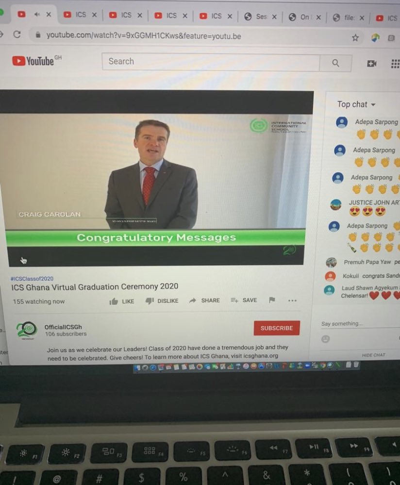 craigcarolan's tweet photo. It was an honour to be part of the @officialicsgh Virtual Graduation today. Best wishes to the Class of 2020. May you soar high in the next chapter of your story. https://t.co/1oDFXgC2VU