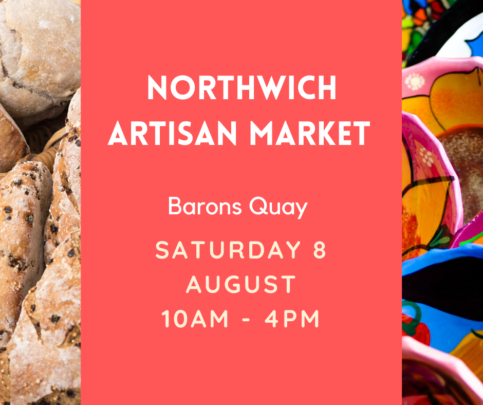 Date for your diary! 📅 The Northwich Artisan Market will return on Saturday 8th August at Barons Quay  👍 We look forward to seeing you there  😀  <a href="/NorthwichBID/">Northwich Town BID</a> <a href="/_TheMarketCo/">The Market Co</a>