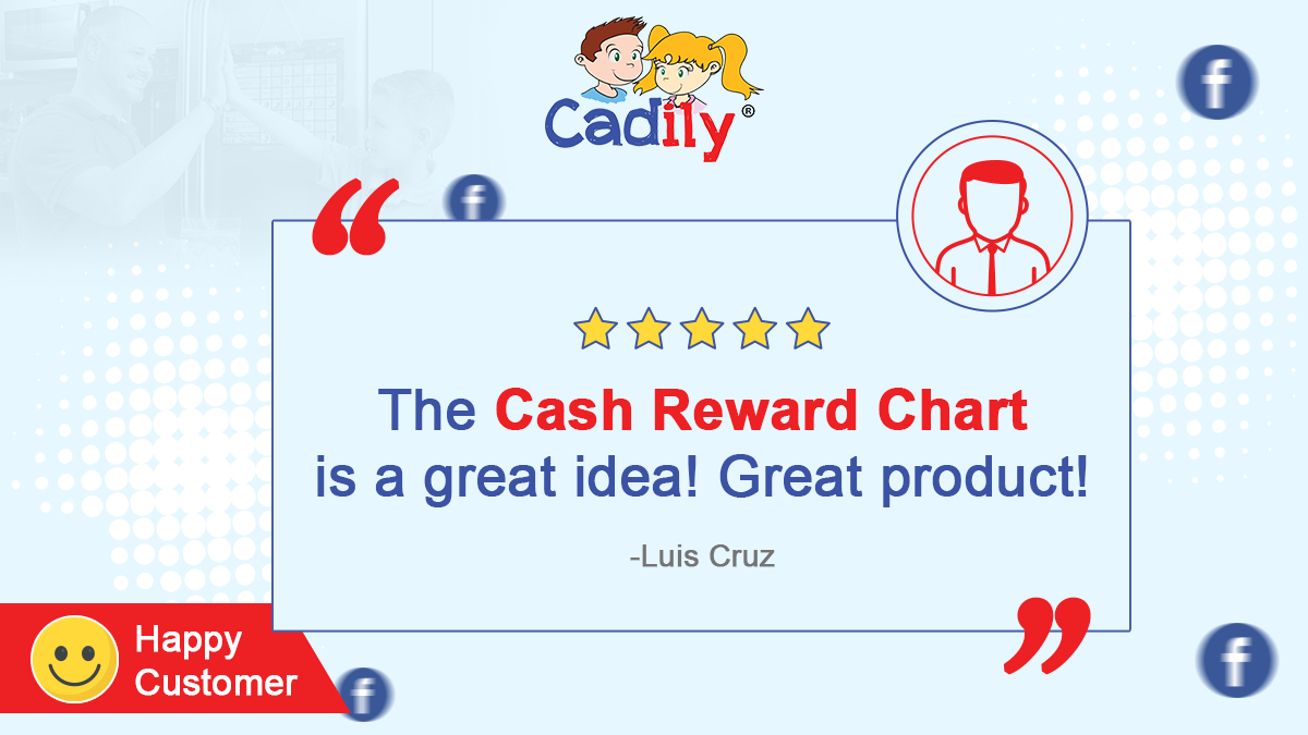 Such feedback from our customers validates our success and vision! 
Thank you for the love for our product "Cash Reward Chart" we are with you in your parenting journey.
#Cadily #CashRewardChart #HappyCustomer #Review #Testimonial