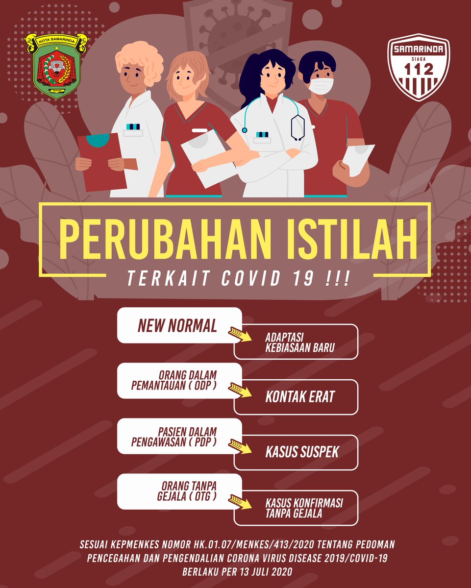 samarindasiaga's tweet photo. haai haai haai sobat siaga gmn malam minggu nya? semoga tidak kelabu yaa, niih gaaees mimin ingatkan lagi bahwa istilah2 terkait covid sudah berubah, biar kalian tidak lupa dan salah pengucapan silahkan di simak infograpis berikut yaa gaees🙏🙏🙏 https://t.co/GtMYdoQbld