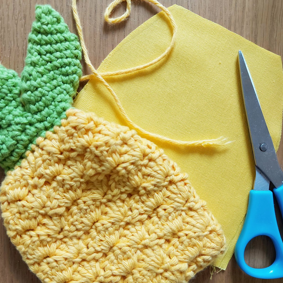 Yarn2Sew's tweet photo. The journey of making baby toys continues, making a flat pineapple that will have a sewn insert that will contain crinkle material 🧶🎵👶
Excited to show you all the finished thing 😊
#crafturday #crochet #handmade https://t.co/m7LADGjYbY