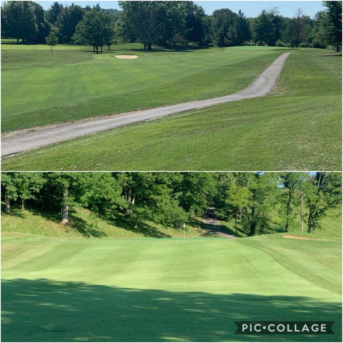 LeefordSimpson's tweet photo. Holes 1 &amp; 18 at The Trail &amp; are looking pure GC Superintendent Joe Moberly, Asst Perry King 💪 tee to green glowing 😎 with his personal custom blend exacta 🏇🏼⛳️ @HarrellsLLC @yunior1970 #zoysia #polyon #anuvia #planthealth🌱 #customMIX 💻 #midlandtrail https://t.co/u7h0s2QfQX