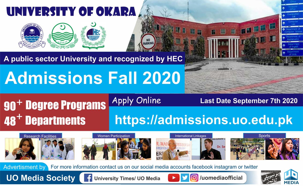 uomediaofficial's tweet photo. With more than 12000 students, 400 faculty members and remarkable extracurricular activities, Women participation and strong external linkages make the university of okara distinguish from other institutes.
#UniofOkaraAdmissions https://t.co/zXx2ctyUaa