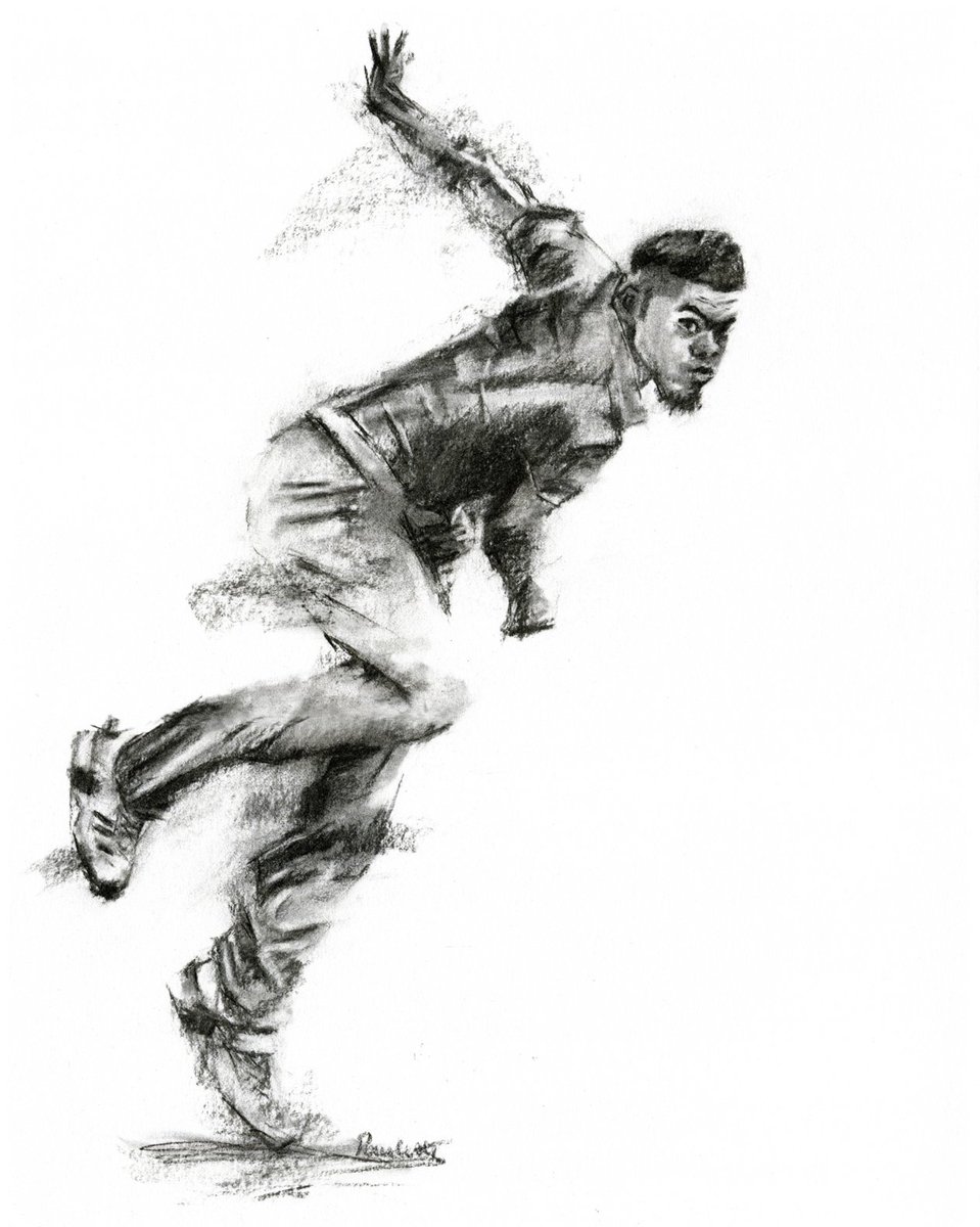 Twittartists's tweet photo. Paulette Farrell @PauletteFarrell loves to paint cricketers. By her own admission, her urge to paint a cricketer is an ancient human response of mimicking what she sees in the form of pattern and contrast. Well said Paulette. That's what an artist's instincts are all about. https://t.co/phYWLC8M17