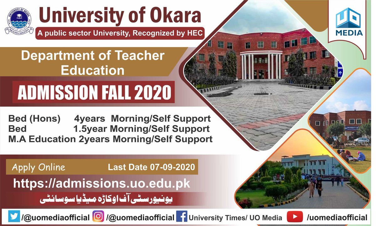 uomediaofficial's tweet photo. Department of Teacher Education provides quality education at University of okara. For teacher Education Department of Education at University of okara should be your first priority. 
#UniofOkaraAdmissions https://t.co/VMsEkJLfoE