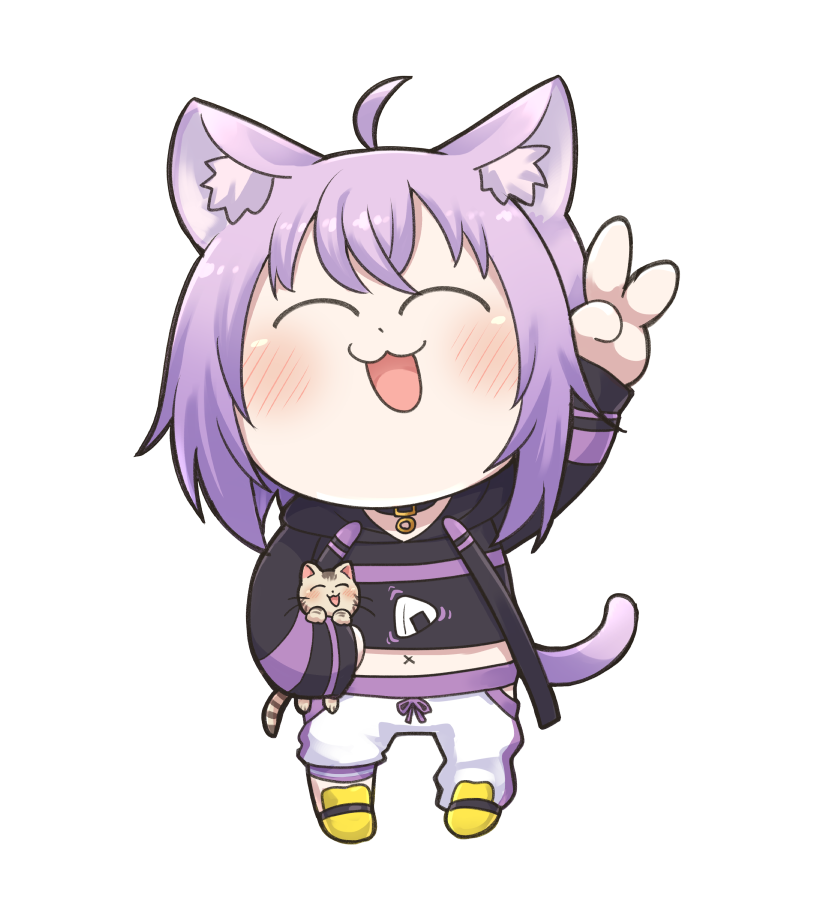 猫又おかゆ 「🍙✌️

#デフォルメ絵を流してデフォルメ民を増やそう 」|トモヨヒのイラスト