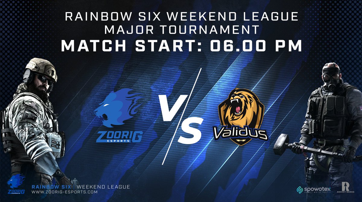 Zoorig_eSports's tweet photo. Today at 6pm our #RainbowSixSiege team will play their first game in the @WeekendR6 major tournament ๐ฅ
Against โ
#TeamValidus ๐ฆ
๐ฆ๐ฅ VS ๐ฆ
Which lion will be the alpha?
GLHF ๐ช https://t.co/feSV96OMFc
