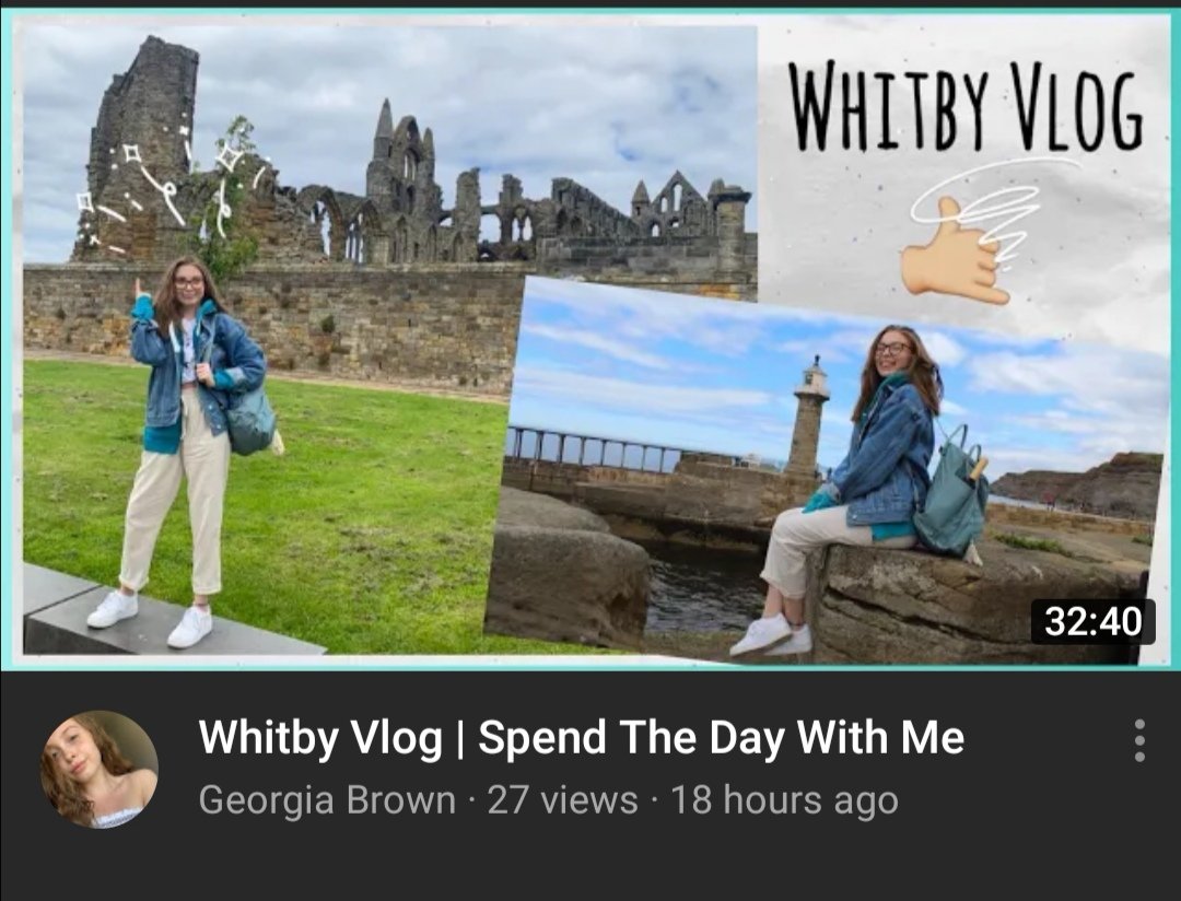 JoJo_B_73's tweet photo. Another new #vlog from my baby girl. Day out to Whitby. Please have a watch and subscribe to her YouTube channel as it will really help her out. #Dayout #family #whitby #199steps #harbour #saturdayvibes 🌊⛵🌥️
https://t.co/JCVtuzow8z https://t.co/kZakwfmNeL