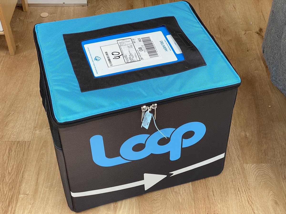 prw25's tweet photo. First Loop delivery came this morning. Website said in association with Tesco but no Tesco products or branding in sight. All seems well thought through. https://t.co/GYO694pJd7