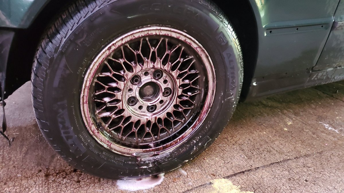 First step was to wash it and see what we're working with. I can't stand working with dirty cars & the value can really be hidden by grime. The wheel transformation is a great example