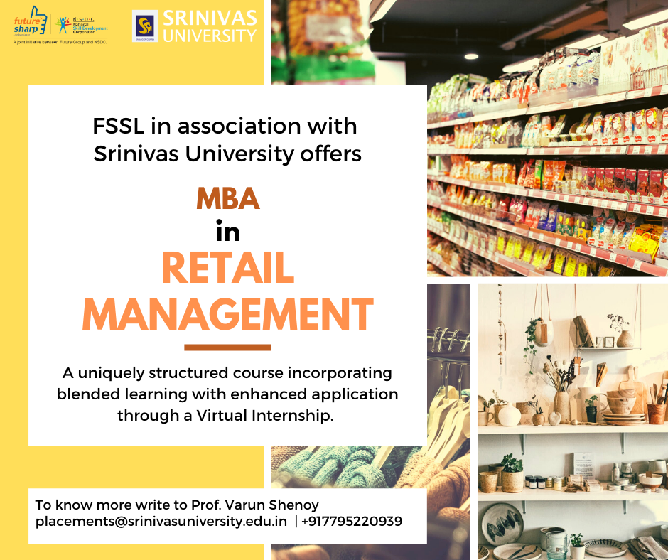 CellSrinivas's tweet photo. Ensure your Management Career in Retail today by enrolling to MBA in Retail Management in association with FSSL
MBA Admissions Open 2020-21 #SRINIVASUNIVERSITY https://t.co/I7TWnXFbae