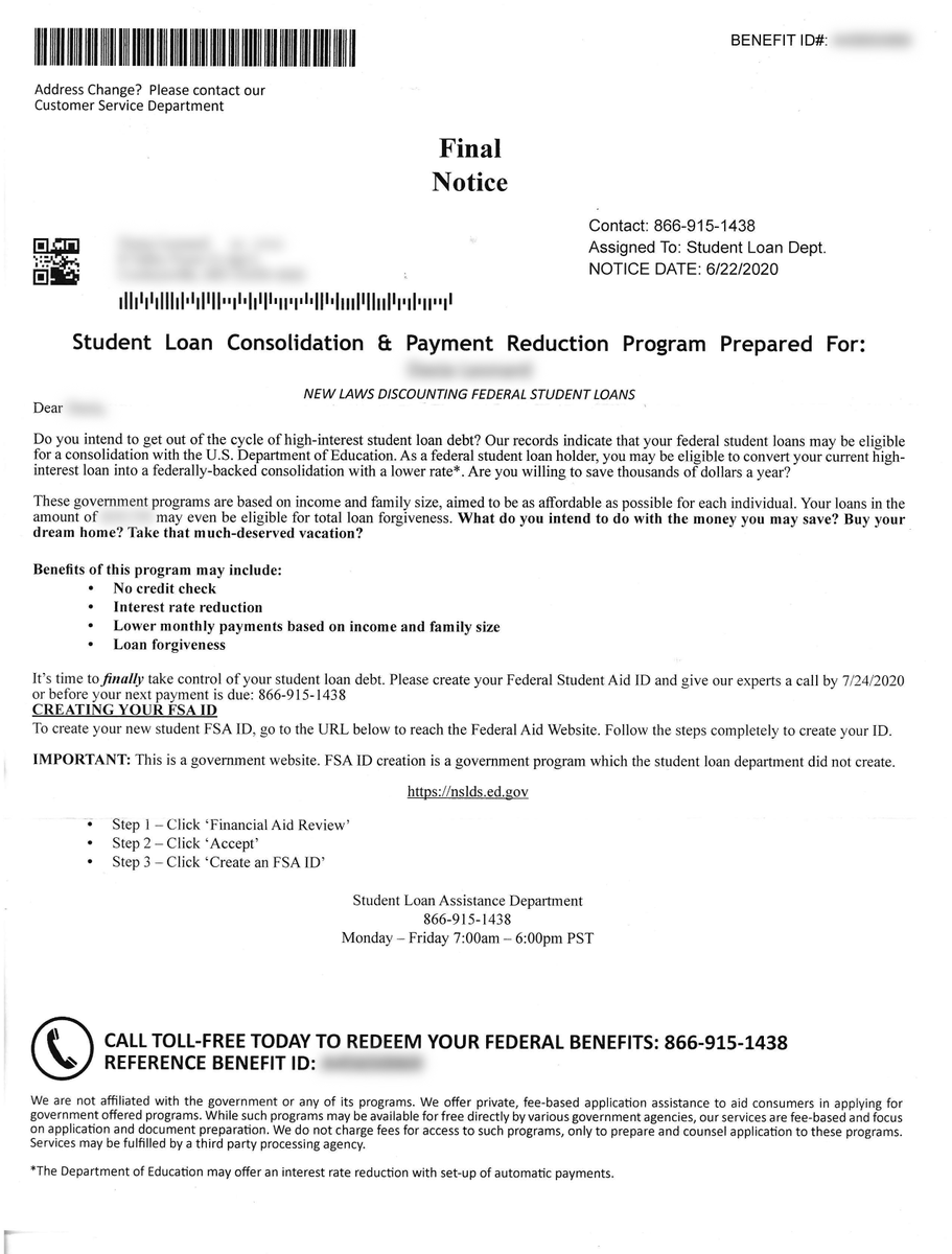 pcaara's tweet photo. let's try this again~
PLEASE BOOST IF YOU'RE ABLE.
If you get a letter like this in the mail DO NOT GIVE THEM THE TIME OF DAY. More details in the thread
#Amerifed #docprep #doc #prep #student #loan #debt #forgiveness #consilidation #SCAM https://t.co/RpkEdDb6Aj
