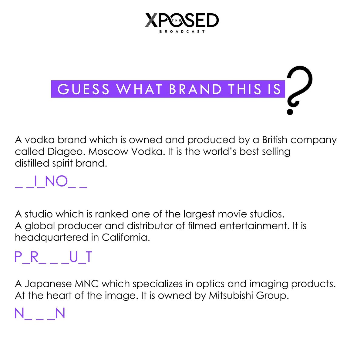 xposedbc's tweet photo. TAKE A QUICK GUESS !!!

#beXPOSED #xposedbc #xposedpodcast #xposedinstalive #business #youth #Africa #entrepreneur #podcast #future #innovation #businessman #information #inspiration #instagram #trends #communication #broadcast https://t.co/EZvPPpHz4P