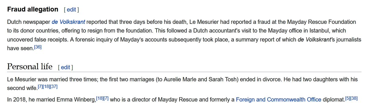 Then, a short paragraph on "fraud allegations" was created that made it appear Le Mesurier had just *reported* the fraud - instead of having to admit *comitting* it himself!