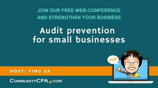 communitycpa's tweet photo. Are you scared of getting audited? After this webinar, you will know the steps you need to take to avoid it! Ying will help you and your small business understand and reduce your chances of going through an IRS audit.

Register: https://t.co/Q7YMYPY4Sn https://t.co/YziCuzsg7M