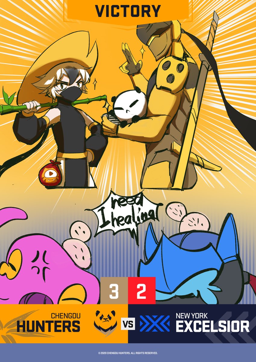 ChengduHunters's tweet photo. What a series! We end our losing streak with a win against the @NYXL, good game guys! 🐼🧡

We're so happy to have won, so let's have a giveaway! We'll pick 10 people who RT this tweet to win some OWL Tokens. Let's keep winning from here! LET'S GO HUNT! ✨

#LetsGoHunt #OWL2020 https://t.co/h3KRegSgz5