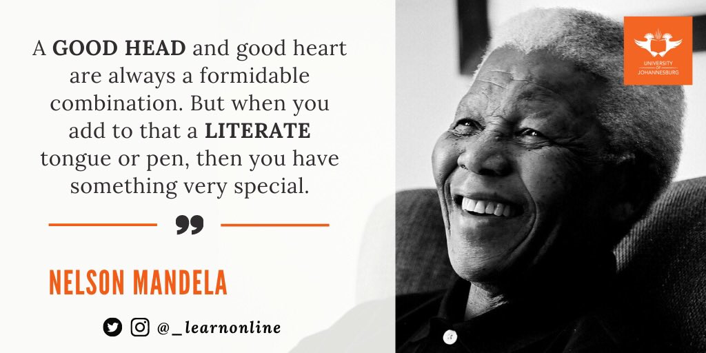 _LearnOnline's tweet photo. A good head and good heart are always a formidable combination. But add a literate tongue or pen, then you have something special.
#MandelaDay2020 #67minutes #MyOnlineLearningExperience #NelsonMandelaInternationalDay https://t.co/8dN1tww5ng